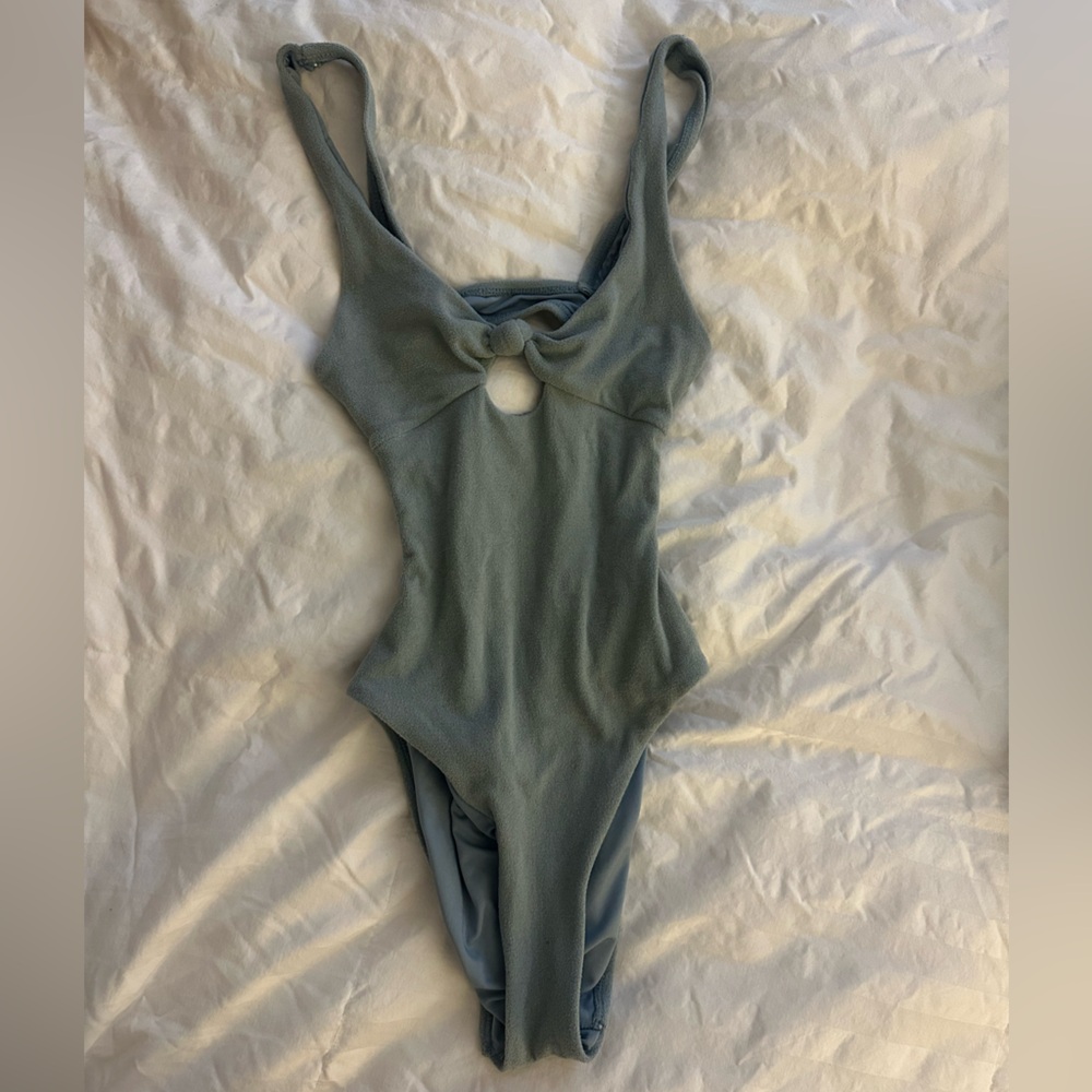 Blue Backless One-Piece Swimsuit